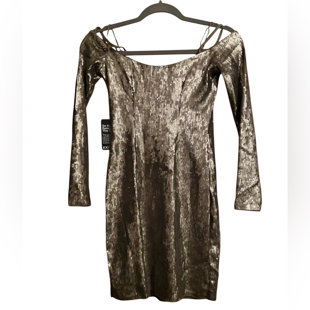 NWT EXPRESS ROSE GOLD SEQUIN DRESS SIZE XS
